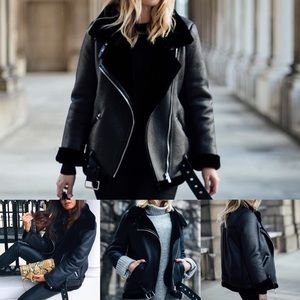 NWOT Zara Acne Shearling Moto Jacket